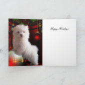 Carte Chien Blanc Fleurs "Joyeuses Fêtes" (Intérieur)