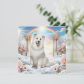 Carte Chien blanc sur Rainbow Bridge dans l'art du ciel (Debout devant)