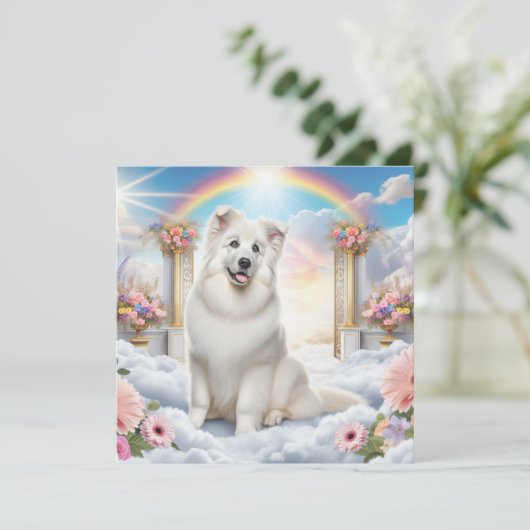 Carte Chien blanc sur Rainbow Bridge dans l'art du ciel (Debout devant)