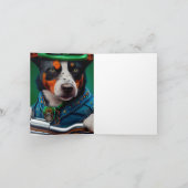 Carte Chien Blue Heeler conduisant un vélo pour la Saint (Intérieur)