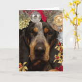 Carte Chien Bluetick Coonhound/ Photo de Noël d'animal d (Fleur jaune)