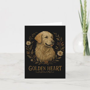 Carte Chien Bohème Fleurie Brodé Golden Retriever Cool