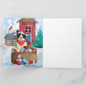 Carte Chien Border Collie dans la maison de Noël enneigé (Intérieur)