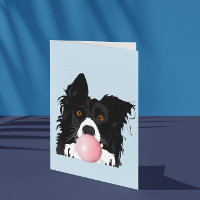 Chien Border Collie qui souffle du bubble gum