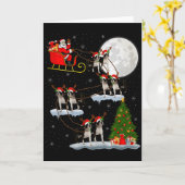 Carte Chien Boston Terrier Santa Sleigh Volant Drôle Chr (Fleur jaune)
