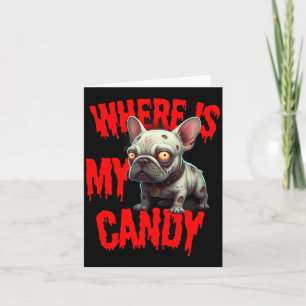 Carte Chien Bouledogue Français Zombie Halloween