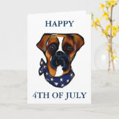 Carte Chien Boxer 4 juillet (Fleur jaune)