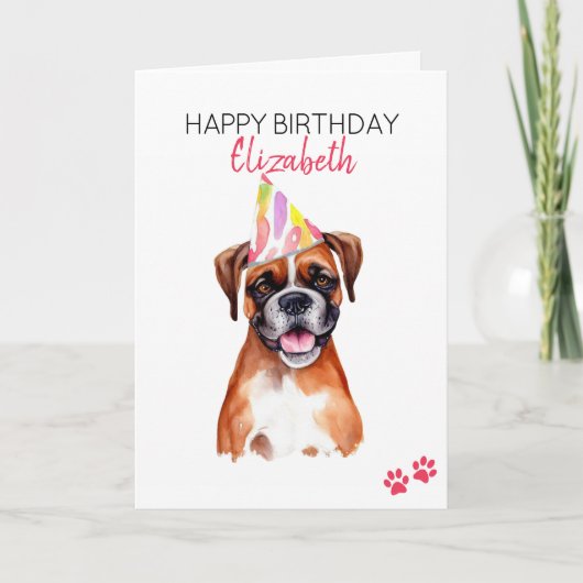 Carte Chien Boxer Joyeux Anniversaire Personnalisé (Devant)