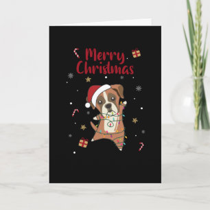 Carte Chien Boxer Noël Neige Hiver Animaux Chiens