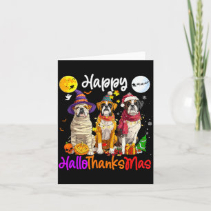 Carte Chien Boxer Noël Thanksgiving Joyeux Halloween