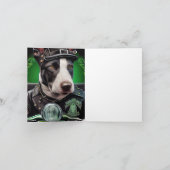 Carte Chien Bull Terrier conduisant un vélo pour la Sain (Intérieur)