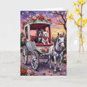 Carte Chien Bull Terrier Saint-Valentin (Fleur jaune)