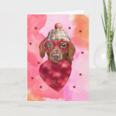 Carte Chien cadeau de la Saint Valentin Brown rose (Devant)