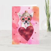 Carte Chien cadeau de la Saint Valentin Pink Orange Chih (Devant)