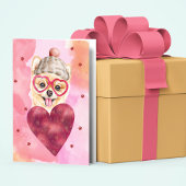 Carte Chien cadeau de la Saint Valentin Pink Orange Pomé