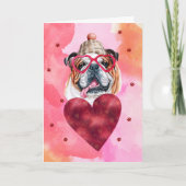 Carte Chien-cadeau de Saint Valentin en anglais rose (Devant)