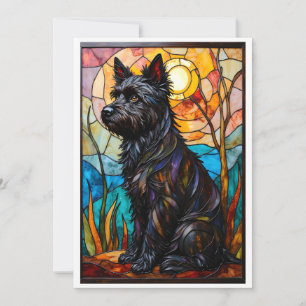 Carte Chien Cairn Terrier de style vitrail plat
