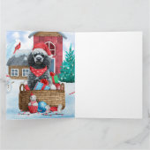 Carte Chien Caniche Dans Maison de Noël enneigée (Intérieur)