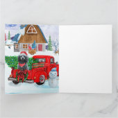 Carte Chien caniche dans un camion de livraison de Noël (Intérieur)