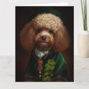 Carte Chien caniche en robe de la Saint-Patrick