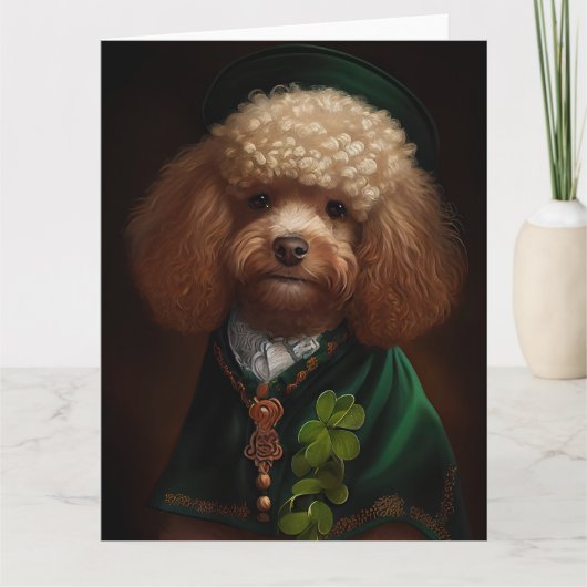 Carte Chien caniche en robe de la Saint-Patrick (Devant)