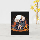 Carte Chien Caniche Halloween (Fleur jaune)