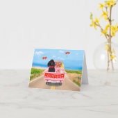 Carte Chien caniche Saint-Valentin camion coeurs (Fleur jaune)