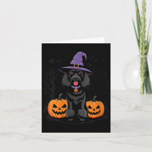 Carte Chien Caniche Standard Noir Sorcière d'Halloween p