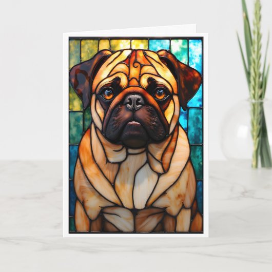 Carte Chien Carlin de style vitrail (Devant)
