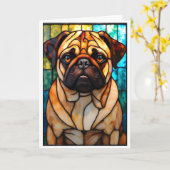 Carte Chien Carlin de style vitrail (Fleur jaune)