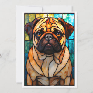 Carte Chien Carlin de style vitrail