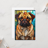 Carte Chien Carlin de style vitrail (Devant/Arrière en situation)