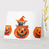 Carte Chien carlin d'Halloween (Fleur jaune)