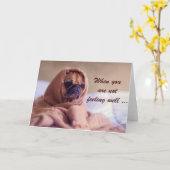 Carte Chien Carlin Malade, Sympathie, Humour. (Fleur jaune)