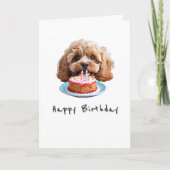 Carte Chien Cavapoo, joyeux anniversaire (Devant)