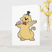 Carte Chien chanteur avec microphone (Fleur jaune)