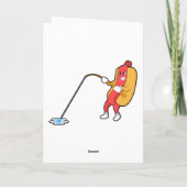 Carte Chien chaud à la pêche avec canne à pêche (Dos)