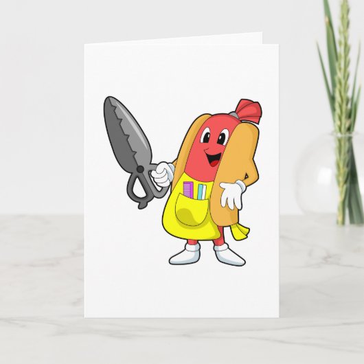 Carte Chien chaud coiffeur avec des ciseaux (Devant)