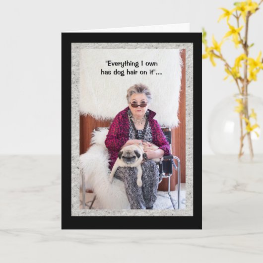 Carte Chien Cheveux et tout... aimez-moi, aimez mon chie (Fleur jaune)