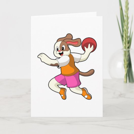 Carte Chien chez Joueur de handball avec ballon (Devant)