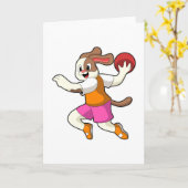 Carte Chien chez Joueur de handball avec ballon (Fleur jaune)