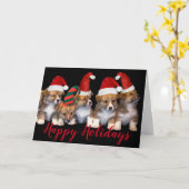 Carte Chien Chien Chien Chien de Noël Chapeaux Joyeux Fê (Fleur jaune)