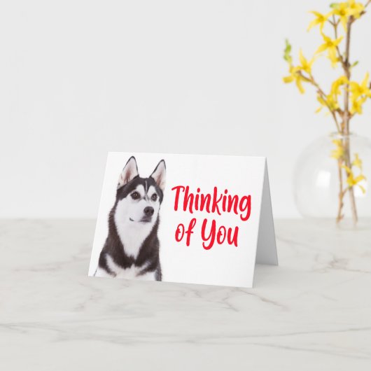 Carte Chien Chien Chien Chien Sibérien Husky Penser à vo (Fleur jaune)