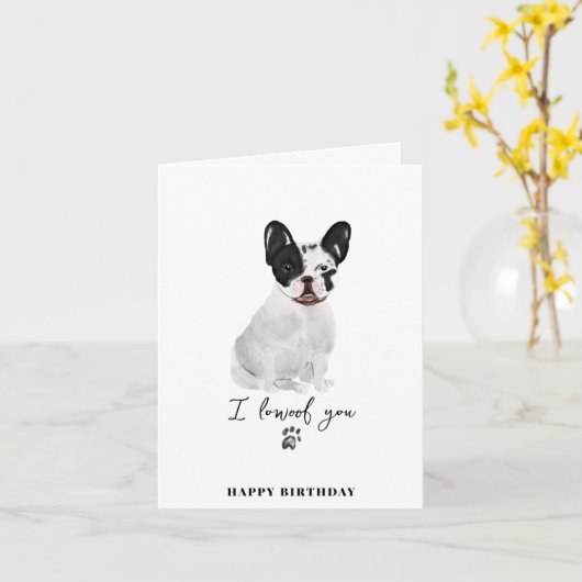 Carte Chien-chien français Noir maman Chien Chien Chiens (Fleur jaune)