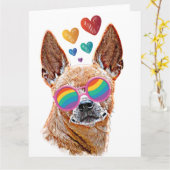 Carte Chien Chihuahua avec coeurs Saint-Valentin (Fleur jaune)