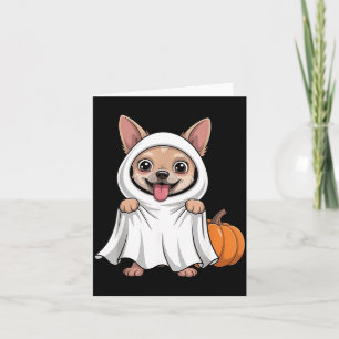 Carte Chien Chihuahua portant un costume de fantôme blan