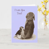 Carte Chien chiot beagle mignon avec vers pour papa (Fleur jaune)