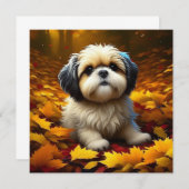 Carte Chien Chiot Chien Chien Chien Chien Jouant dans Fe (Devant / Derrière)