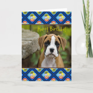 Carte Chien chiot dans le cadre Motif rétro