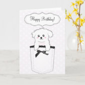 Carte Chien chiot de poche mignon (Fleur jaune)